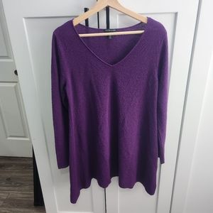 Eileen Fisher Purple 100% Wool Tunic Sweater Small